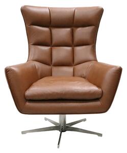 Jacob Handmade Swivel Highback Chair Suave Tender Cuoio Real Italian Leather
