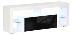 HOMCOM TV Cabinet 140cm High Gloss Media Unit with LED RGB Light for 55 inch Television, Black and White