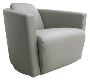 Hotel Swivel Tub Club Chair Bull Grigio Alluminio Grey Real Italian Leather