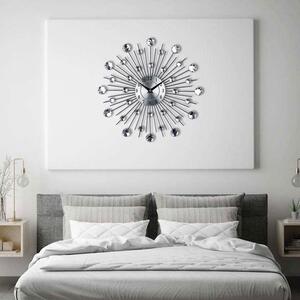 European Wrought Crystal Sunburst Wall Clock