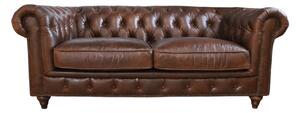 Berlin Genuine Chesterfield 2 Seater Sofa Vintage Brown Distressed Real Leather