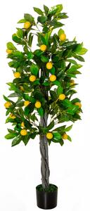 HOMCOM Artificial Lemon Tree Fake Decorative Fruits Plant in Nursery Pot for Indoor Outdoor Décor, 135cm