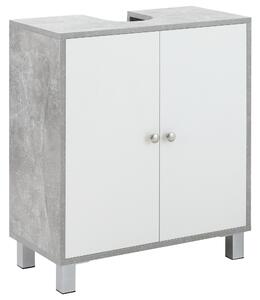 Kleankin Under Sink Cabinet, Bathroom Vanity Unit, Pedestal Under Sink Design, Storage Cupboard with Adjustable Shelves, White and Grey