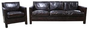 Portofino 3+1 Luxury Sofa Suite Vintage Tobacco Brown Distressed Real Leather