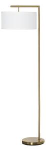 HOMCOM Modern Floor Lamp, Standing Light with Linen Shade, Round Base, Living Room Bedroom Dining Room, Gold and White