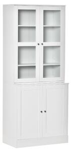 HOMCOM Modern Bookcase with Doors, Display Storage Cabinet with Adjustable Shelves for Living Room, Study, Office, White