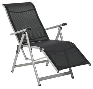 Outsunny Outdoor Sun Lounger 10-Position Adjustable Folding Reclining Chairs with Footrest for Patio Garden Black and Grey