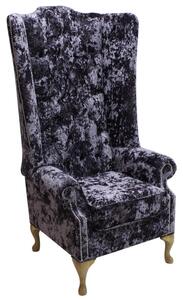 Chesterfield 5ft High Back Wing Chair Lustro Lavender Velvet Fabric Bespoke In Soho Style