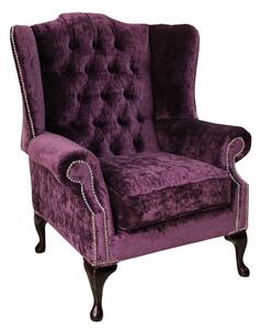 Chesterfield High Back Wing Chair Modena Amethyst Purple Velvet In Mallory Style