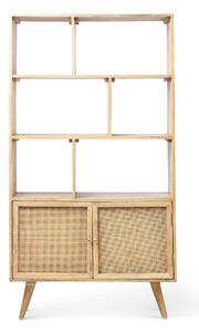 Venti Scandi Mango Wood & Cane Large Bookcase Cabinet | Storage & Display Unit | Roseland Furniture