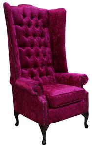 Chesterfield 5ft High Back Wing Chair Shimmer Fuchsia Pink Velvet Bespoke In Soho Style