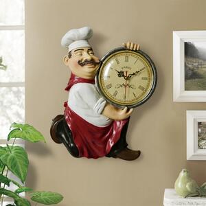 Resin Chef Statue Antique Wall Clock