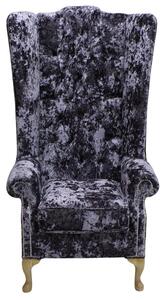Chesterfield 5ft High Back Wing Chair Lustro Lavender Velvet Fabric Bespoke In Soho Style