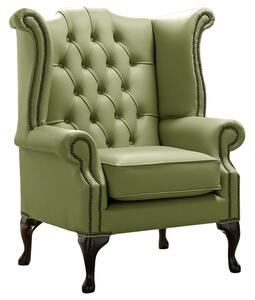 Chesterfield High Back Wing Chair Shelly Mountain Tree Leather Bespoke In Queen Anne Style
