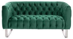 Grosvenor Two Seat Sofa - Bottle Green - Brushed Silver