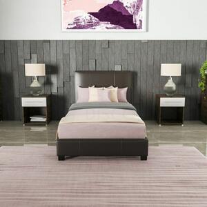 Modern Padded Headboard Faux Leather Bed