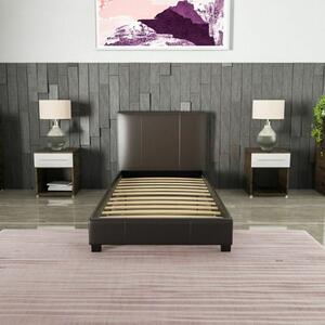 Modern Padded Headboard Faux Leather Bed