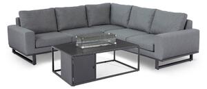 Sunbrella 5 Seat Corner Lounge Sofa Set with Fire Pit BBQ Coffee Table | Roseland Furniture