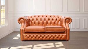 Chesterfield 2 Seater Old English Tan Leather Sofa Bespoke In Buckingham Style