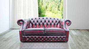 Chesterfield 2 Seater Antique Oxblood Red Leather Sofa Bespoke In Buckingham Style