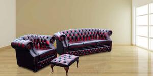 Chesterfield 3+Club+Footstool Antique Oxblood Red Leather Sofa Suite In Buckingham Style