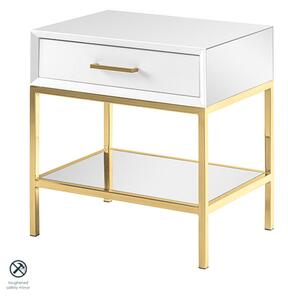 Trio White and Champagne Gold Bedside Table