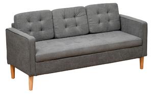 HOMCOM Modern 3-Seater Sofa Button-Tufted Fabric Couch with Hidden Storage Rubberwood Legs for Living Room, Grey