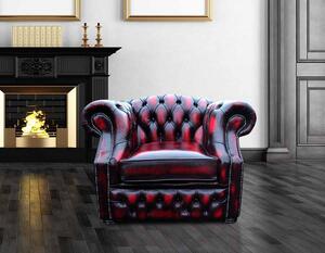 Chesterfield Club Armchair Antique Oxblood Red Leather Bespoke In Buckingham Style