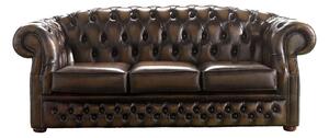 Chesterfield 3 Seater Antique Brown Leather Sofa Bespoke In Buckingham Style