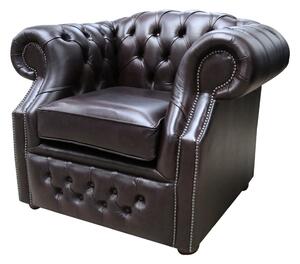 Chesterfield Club Armchair Aniline Old English Smoke Leather In Buckingham Style