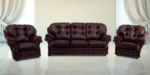 Chesterfield 3+1+1 Seater Antique Oxblood Red Leather Sofa Suite In Knightsbr­idge Style