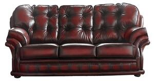 Chesterfield 3 Seater Antique Oxblood Red Leather Sofa Bespoke In Knightsbr­idge Style