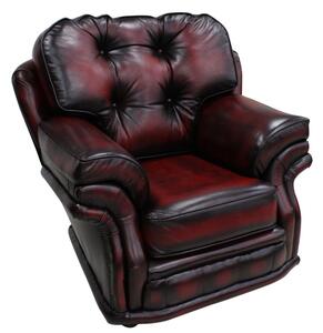 Chesterfield 1 Seater Armchair Antique Oxblood Red Leather In Knightsbr­idge Style