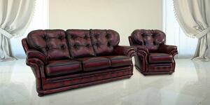 Chesterfield 3+1 Seater Antique Oxblood Red Leather Sofa Suite In Knightsbr­idge Style