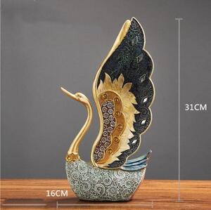 Resin Gold Couple Swan Ornament
