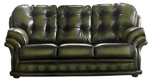 Chesterfield 3 Seater Antique Olive Leather Sofa Bespoke In Knightsbr­idge Style