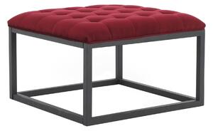 Adison Small Upholstered Red Velvet Buttoned Footstool | Roseland