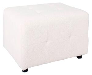 Davis White Fluffy Teddy Boucle Fabric Footstool for Living Room | Roseland