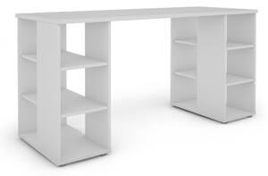 Fletcher White or Oak Work from Home Office Storage Desk with Shelves | Roseland