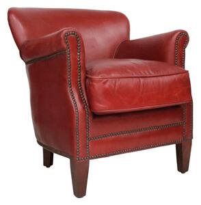 Professor Armchair Vintage Distressed Rouge Red Real Leather