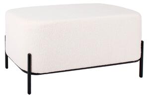 Edwin Soft White Teddy Boucle Fabric Footstool for Living Room or Bedroom | Roseland