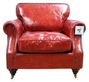 Vintage Colonel Armchair Rouge Red Distressed Real Leather