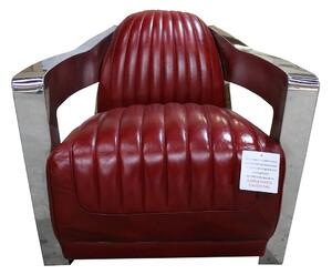 Aviator Luxury Armchair Vintage Retro Rouge Red Distressed Real Leather