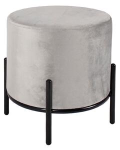 Tansim Small Round Grey Velvet Upholstered Footstool for Living Room or Bedroom | Roseland