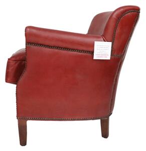 Professor Armchair Vintage Distressed Rouge Red Real Leather