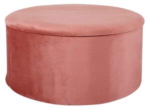 Mandy Blue, Pink or Grey Velvet Round Ottoman Storage Box for Bedroom or Living Room | Roseland