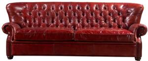 Beresford Chesterfield 3 Seater Sofa Vintage Distressed Rouge Red Real Leather