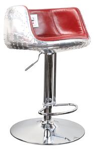 Aviator Vintage Handmade Barstool Distressed Rouge Red Real Leather