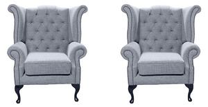 Chesterfield 2 x Chairs Verity Plain Steel Fabric Chairs Offer In Queen Anne Style