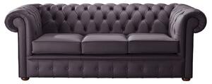 Chesterfield 3 Seater Shelly Amethyst Leather Sofa Bespoke In Classic Style